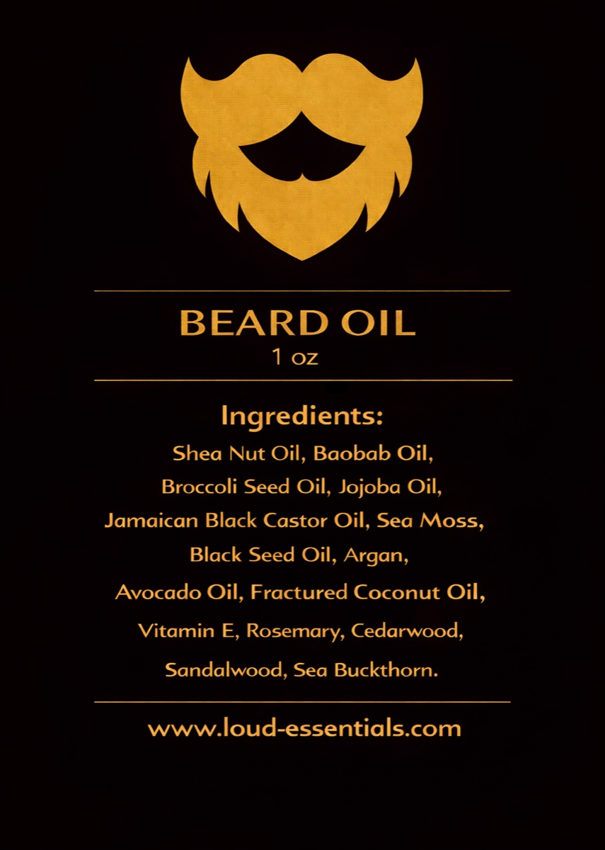 Loud Beard oil label
